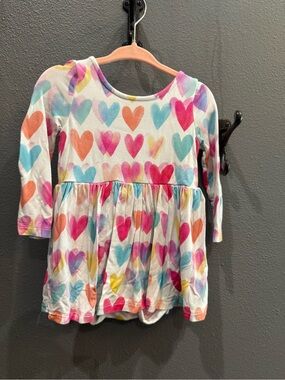 Little Sleepies Multicolor Heart Long Sleeve Dress Top